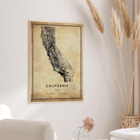 California, USA Vintage Style Map Print 