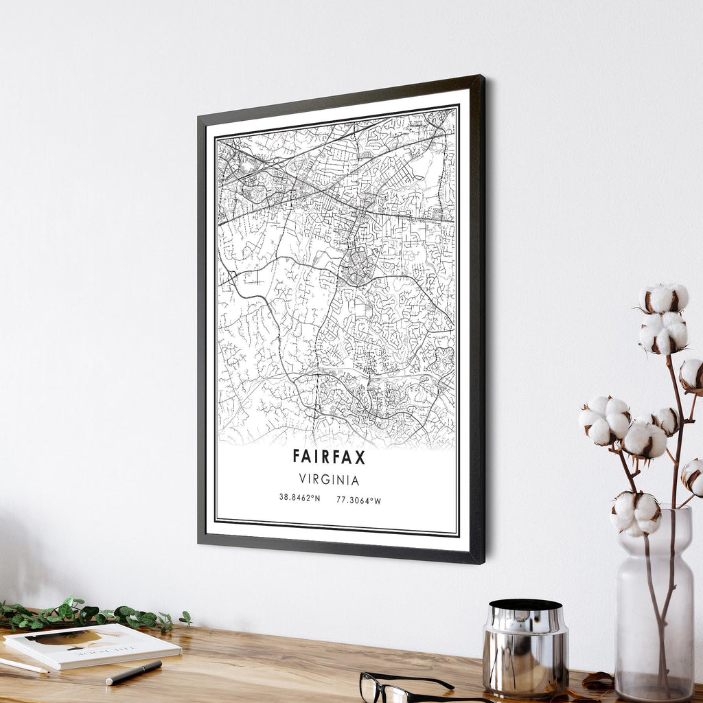 Fairfax, Virginia Modern Map Print 