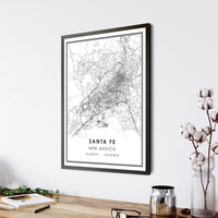 Santa Fe, New Mexico Modern Map Print 