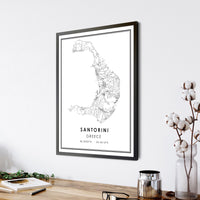 
              Santorini, Greece Modern Style Map Print
            