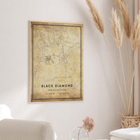 Black Diamond, Washington Vintage Style Map Print 