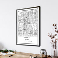 Carmel, Indiana Modern Map Print 