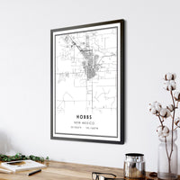 
              Hobbs, New Mexico Modern Style Map Print 
            