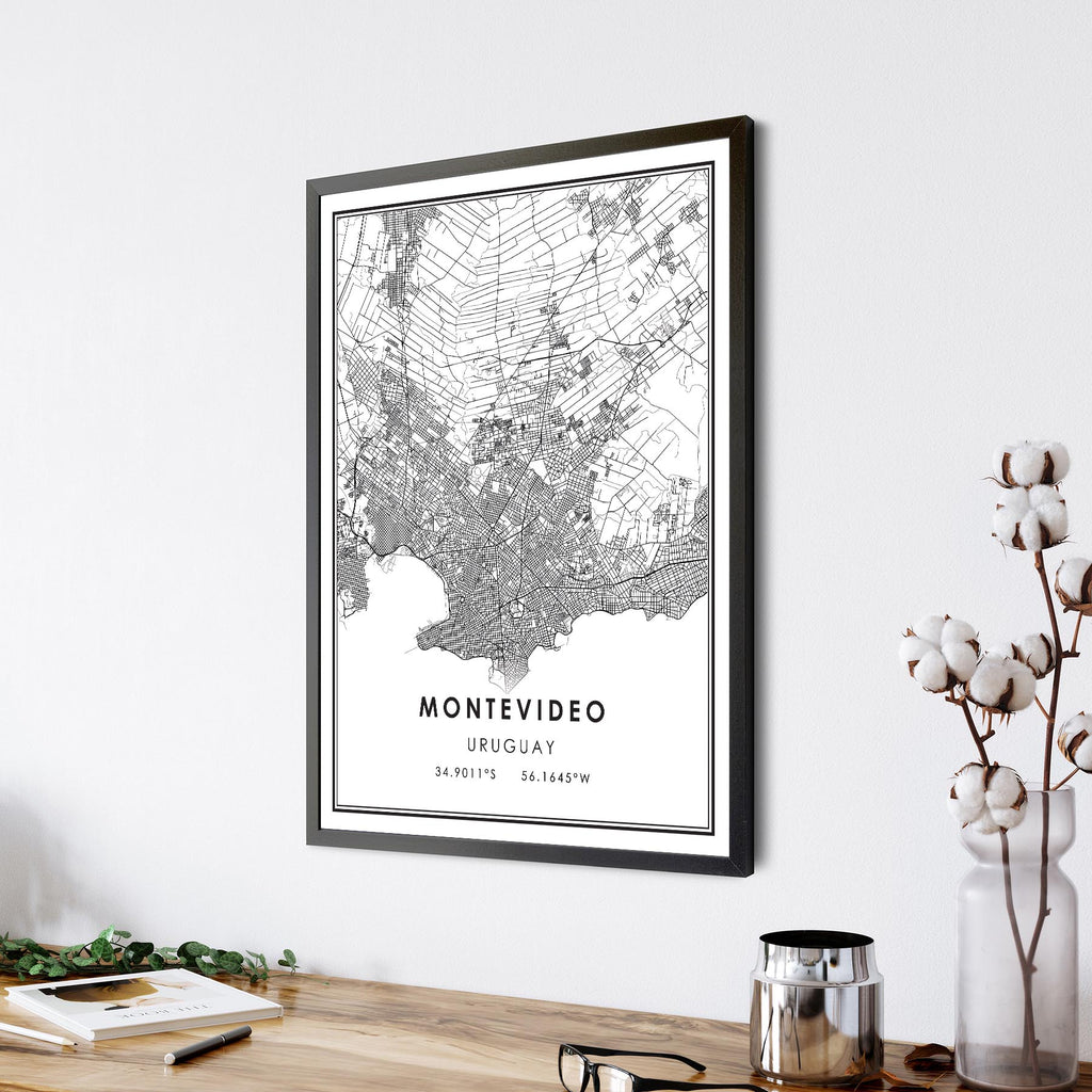 Montevideo, Uruguay Modern Style Map Print 