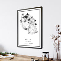 
              Tanzania, East Africa Modern Style Map Print
            