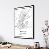 Dunedin, New Zealand Modern Style Map Print 