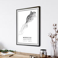 
              Morocco, North Africa Modern Style Map Print 
            
