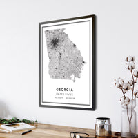 
              Georgia, United States Modern Style Map Print 
            