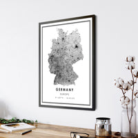
              Germany, Europe Modern Style Map Print 
            