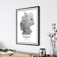 Germany, Europe Modern Style Map Print 