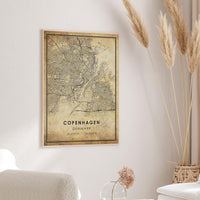 
              Copenhagen, Denmark Vintage Style Map Print 
            