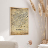 Allentown, Pennsylvania Vintage Style Map Print