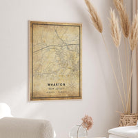 Wharton, New Jersey Vintage Style Map Print 