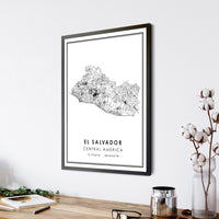 
              El Salvador, Central America Modern Style Map Print 
            