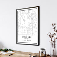 Lake Orion, Michigan Modern Map Print