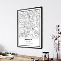 Krakow, Poland Modern Style Map Print