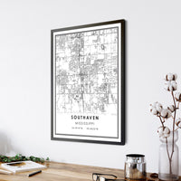 
              Southaven, Mississippi Modern Map Print 
            