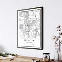 Southaven, Mississippi Modern Map Print 