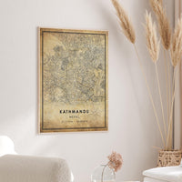 
              Kathmandu, Nepal Vintage Style Map Print 
            