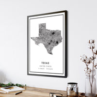 Texas, United States Modern Style Map Print