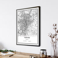 
              Torino, Italy Modern Style Map Print 
            