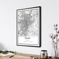 Torino, Italy Modern Style Map Print 