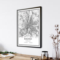 Budapest, Hungary Modern Style Map Print 