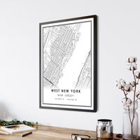 
              West New York, New Jersey Modern Map Print 
            