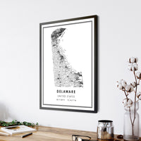 
              Delaware, United States Modern Style Map Print 
            