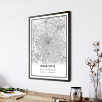 
              Charlotte, North Carolina Modern Map Print 
            