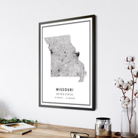 Missouri, United States Modern Style Map Print 