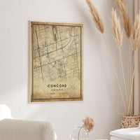 Concord, Ontario Vintage Style Map Print 