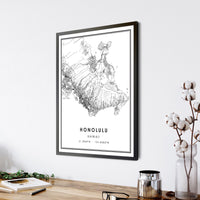 
              Honolulu, Hawaii Modern Map Print 
            