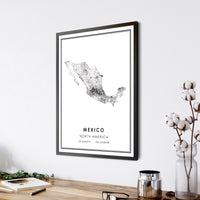 
              Mexico, North America Modern Style Map Print 
            
