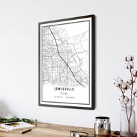 
              Lewisville, Texas Modern Map Print 
            