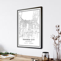 
              Traverse City, Michigan Modern Map Print 
            