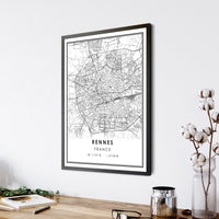 
              Rennes, France Modern Style Map Print
            