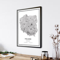 
              Poland, Europe Modern Style Map Print 
            