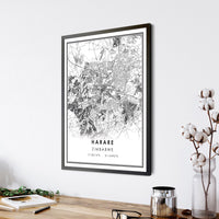 
              Harare, Zimbabwe Modern Style Map Print 
            