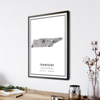 Tennessee, United States Modern Style Map Print