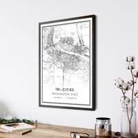 
              Tri-Cities, Washington State Modern Map Print 
            
