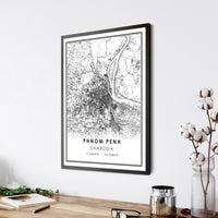 
              Phnom Penh, Cambodia Modern Style Map Print 
            