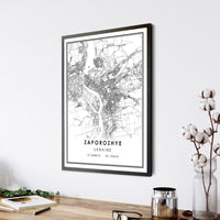 
              Zaporozhye, Ukraine Modern Style Map Print 
            