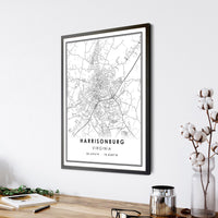 
              Harrisonburg, Virginia Modern Map Print 
            
