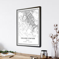 
              College Station, Texas Modern Map Print 
            