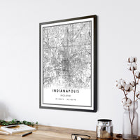 Indianapolis, Indiana Modern Style Map Print 