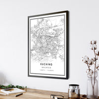 
              Kuching, Malaysia Modern Style Map Print 
            