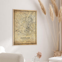 
              Cleveland, Tennessee Vintage Style Map Print 
            
