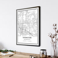 Shoreview, Minnesota Modern Map Print 