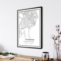 Volendam, Netherlands Modern Style Map Print 